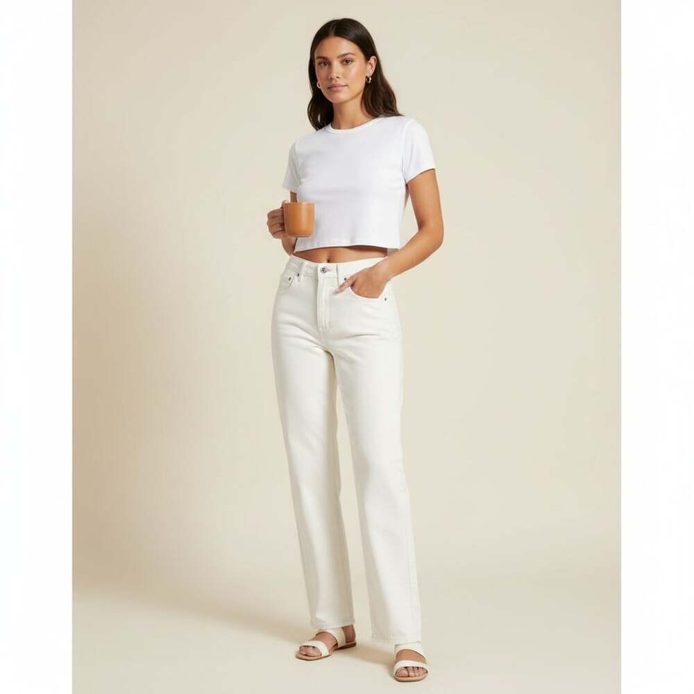 Rails The Topanga High Rise Straight Jeans Size 26 Ecru Cream White Cotton